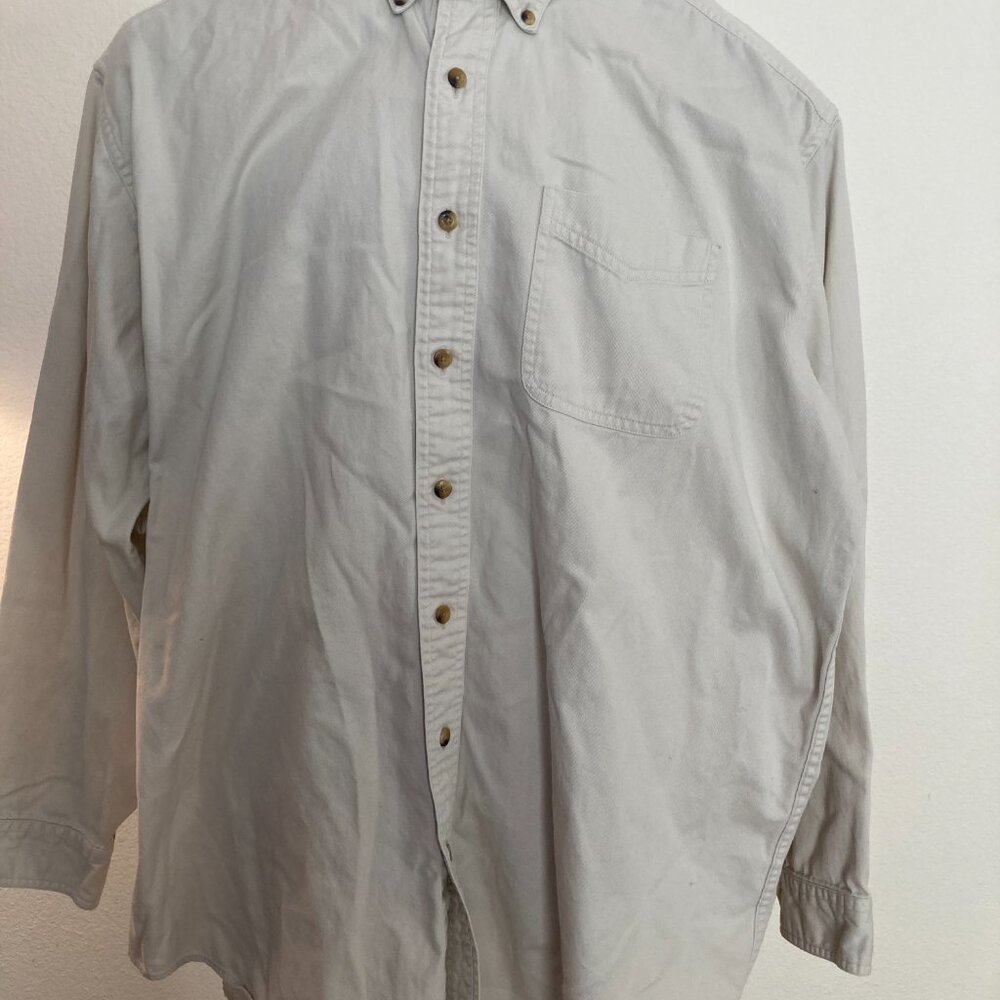 Men's L.L. Bean off-white Canvas Shirt - Picture 2 of 5